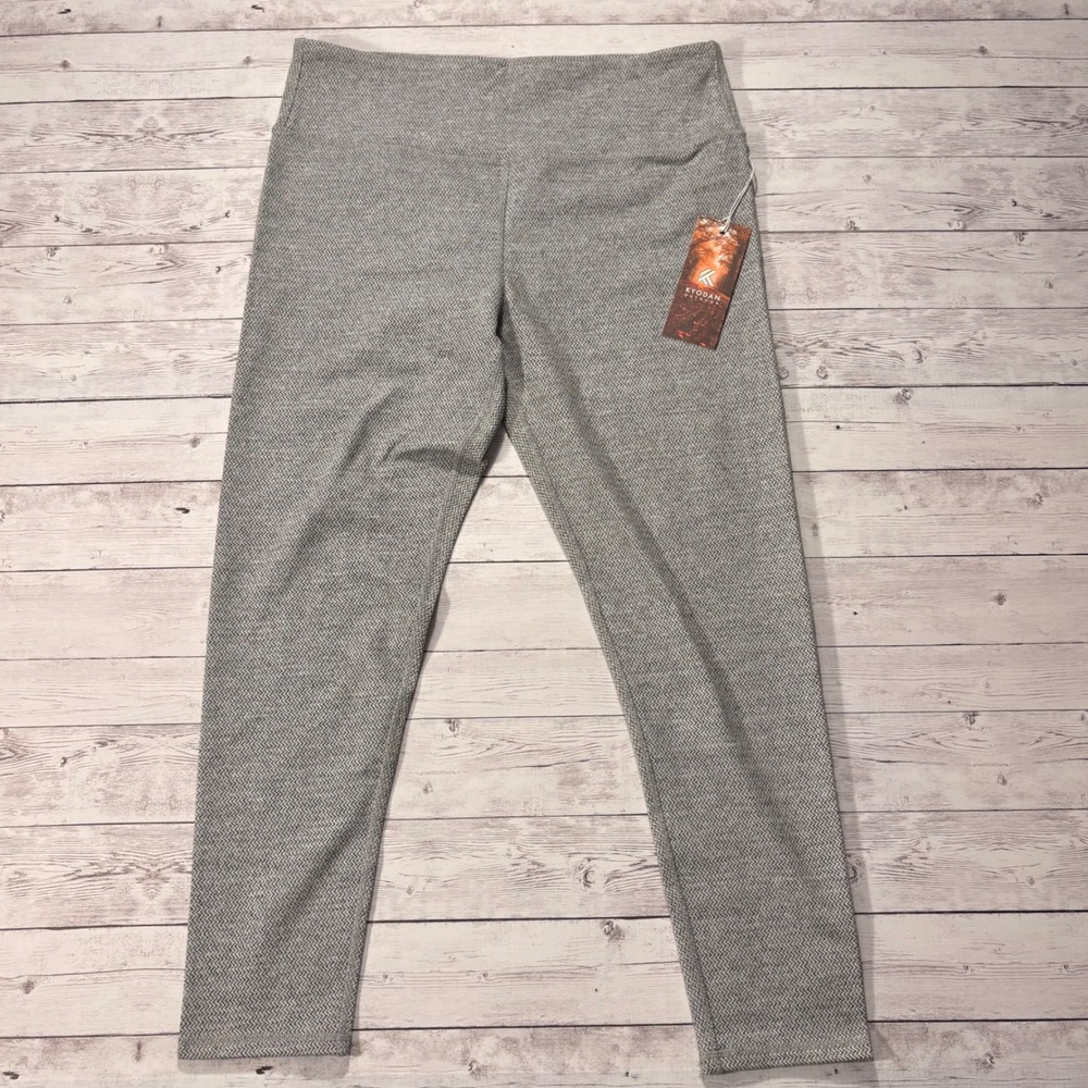 Kyodan Outdoor Womens Grey Herringbone Jacquard High Waist Leggings XL NWT